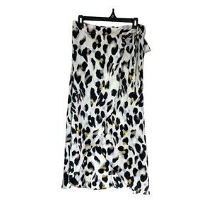 *Jeuvre Adjustable Midi Wrap Skirt Size‎ S Animal Leopard Print Neutral